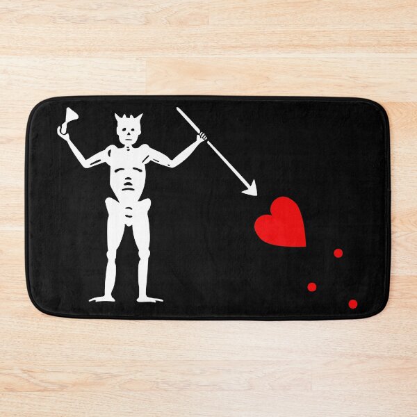 Item preview, Blackbeard's Pirate Flag White Black Classic Original Skeleton and Heart  designed and sold by TeachUrb.
