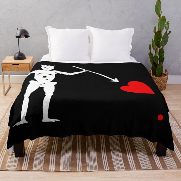 Item preview, Blackbeard's Pirate Flag White Black Classic Original Skeleton and Heart  designed and sold by TeachUrb.