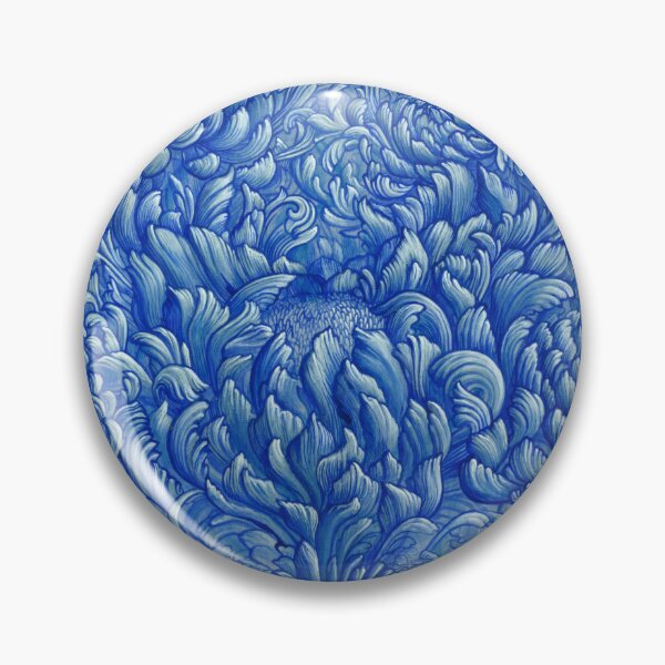 Item preview, Blue Bowerbird - whimsical monochrome floral painting 2 of 2 designed and sold by Ruth Cadioli.