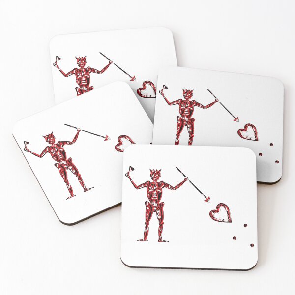 Item preview, Blackbeard's Pirate Flag Red Black and White Fractured Skeleton and Broken Heart  designed and sold by TeachUrb.