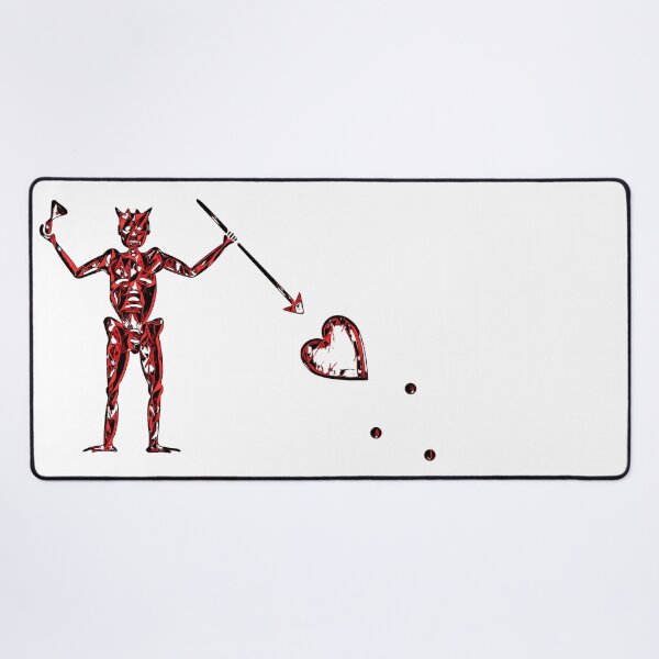 Item preview, Blackbeard's Pirate Flag Red Black and White Fractured Skeleton and Broken Heart  designed and sold by TeachUrb.