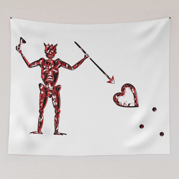 Item preview, Blackbeard's Pirate Flag Red Black and White Fractured Skeleton and Broken Heart  designed and sold by TeachUrb.