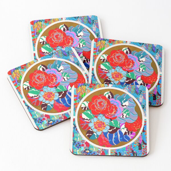 Item preview,   Vintage Blue and Red Floral Abstract Pattern By Edouard Benedictus,motifs,Antique,Retro,Art deco,Botanical,aesthetic, bright,old, designed and sold by Tamas Das.