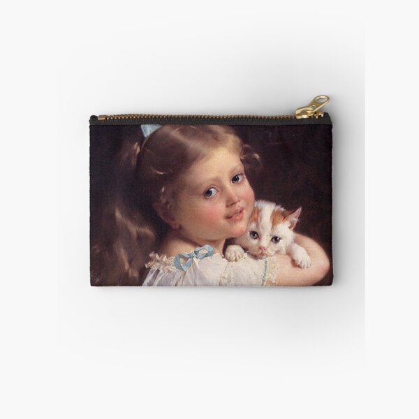 Item preview, Young Girl with White Cat in Front of Fireplace designed and sold by SweetMySpot.