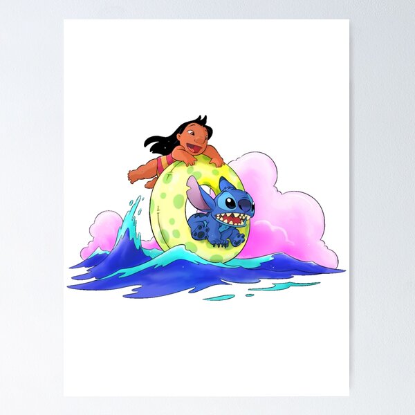Water Colour Disney Lilo and Stitch Wall Art Print Poster Picture Kids