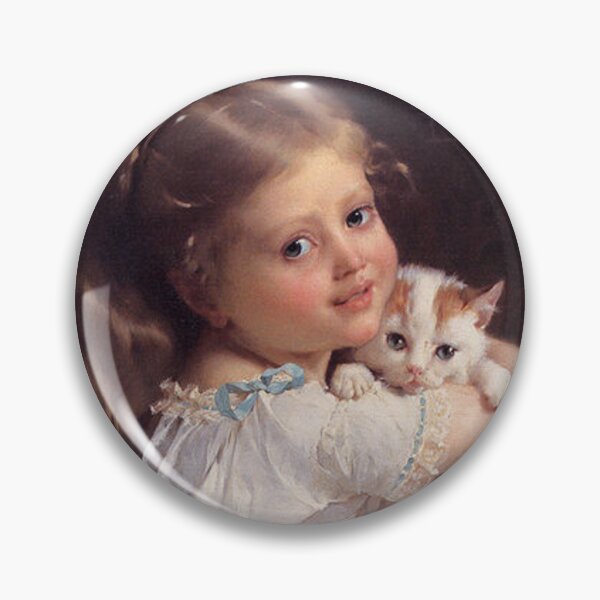 Item preview, Young Girl with White Cat in Front of Fireplace designed and sold by SweetMySpot.