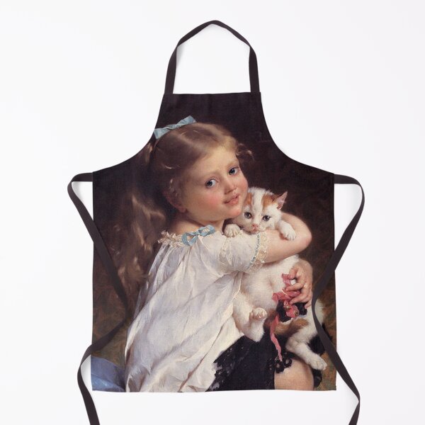 Item preview, Young Girl with White Cat in Front of Fireplace designed and sold by SweetMySpot.