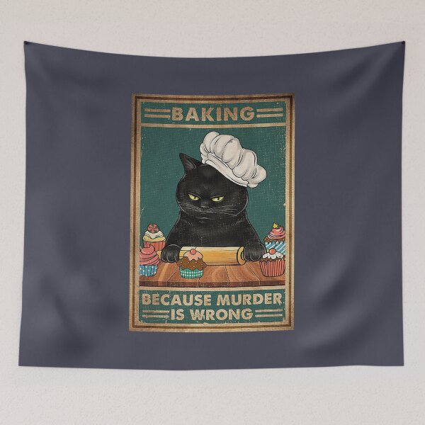 Item preview, Black Cat Baking because murder is wrong cat lover gifts designed and sold by ThanMaiSAD.