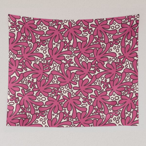 Item preview, Modern abstract Matisse inspired design in beautiful dusky pink and burgundy on a off white background designed and sold by FrancesPoff.