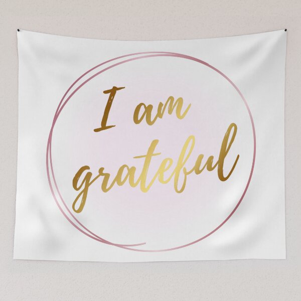 Item preview, I Am Grateful Mantra Pink and Gold Silhouette Design designed and sold by TacoRose.