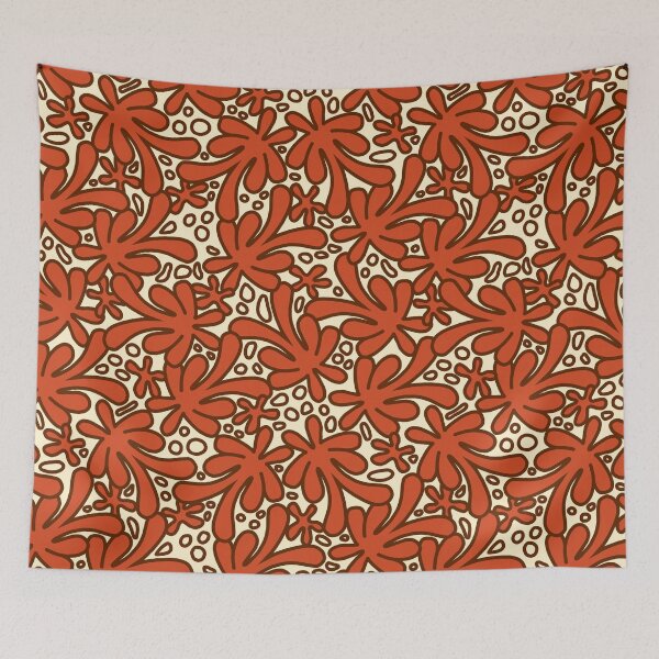 Item preview, Modern abstract Matisse inspired design in beautiful earthy orange on a cream background designed and sold by FrancesPoff.