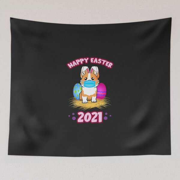 Item preview, Easter 2021 Corgi Dog Bunny and Eggs Social Distancing T-Shirt designed and sold by augetjalegrei.