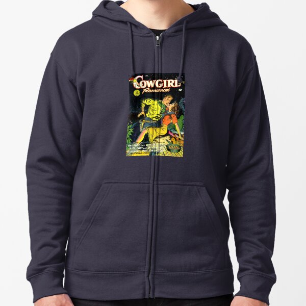Vintage Cowgirl Romances Gunslinger Zipped Hoodie
