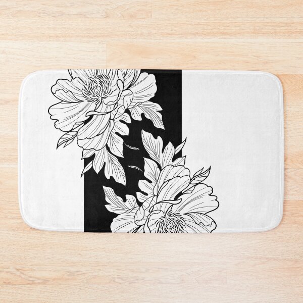 Item preview, Japanese flowers pattern, gift for flower lovers, black and white flowers designed and sold by shodark.
