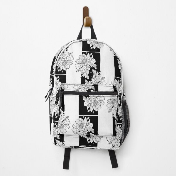 Item preview, Japanese flowers pattern, gift for flower lovers, black and white flowers designed and sold by shodark.