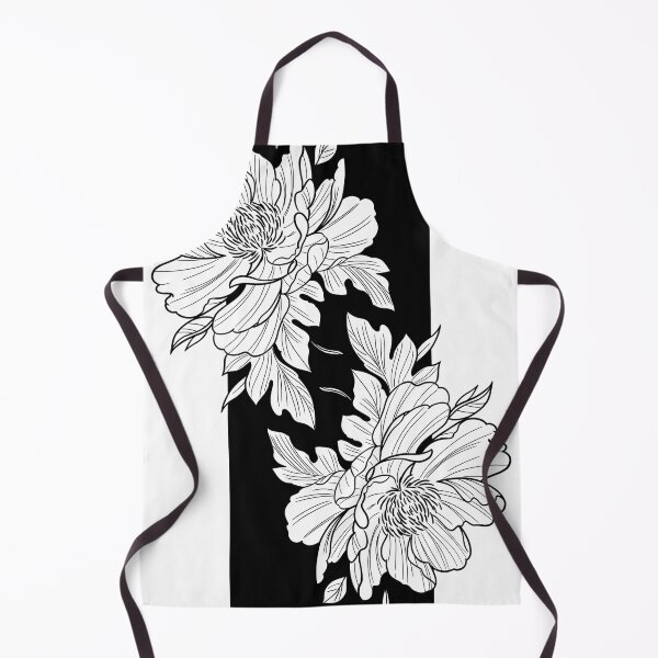 Item preview, Japanese flowers pattern, gift for flower lovers, black and white flowers designed and sold by shodark.