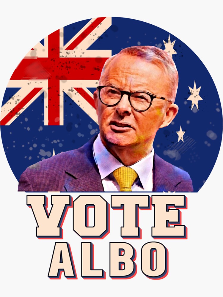 Australian Labor Party Vote Albo Australian Flag Retro 2022 Sticker