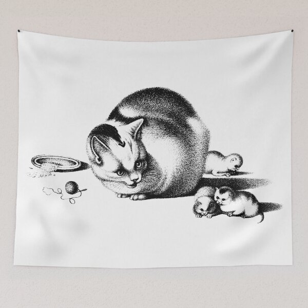 Item preview, Domestic Cat and Three Newborn Kittens: Illustration by Gottfried Mind, The Raphael of Cats 1768-1914 designed and sold by TeachUrb.