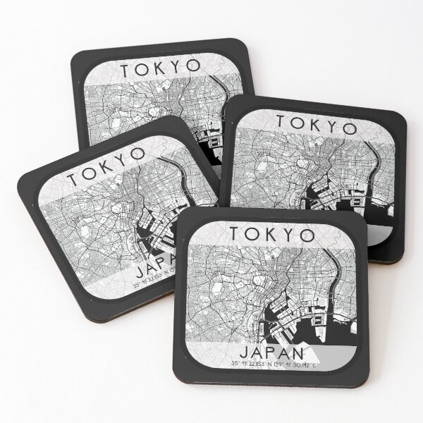 Item preview, TOKYO JAPAN MAP MONOCHROME WHITE designed and sold by lukas69graphic.