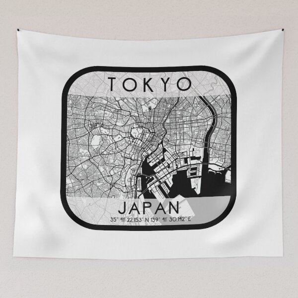 Item preview, TOKYO JAPAN MAP MONOCHROME WHITE designed and sold by lukas69graphic.