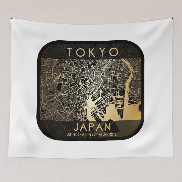 Item preview, TOKYO JAPAN MAP MONOCHROME GOLD designed and sold by lukas69graphic.