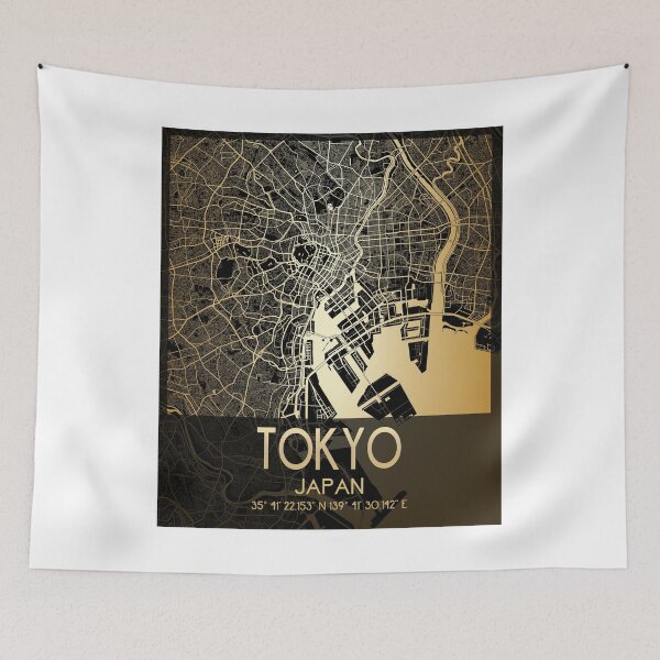 Item preview, TOKYO JAPAN MAP MONOCHROME GOLD designed and sold by lukas69graphic.