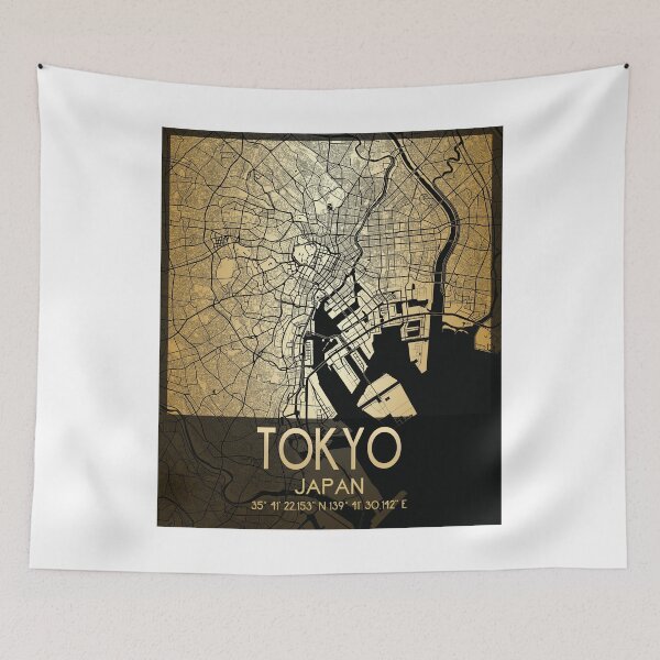 Item preview, TOKYO JAPAN MAP MONOCHROME MODERN GOLD v2 designed and sold by lukas69graphic.