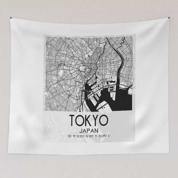 Item preview, TOKYO JAPAN MAP MONOCHROME MODERN WHITE designed and sold by lukas69graphic.