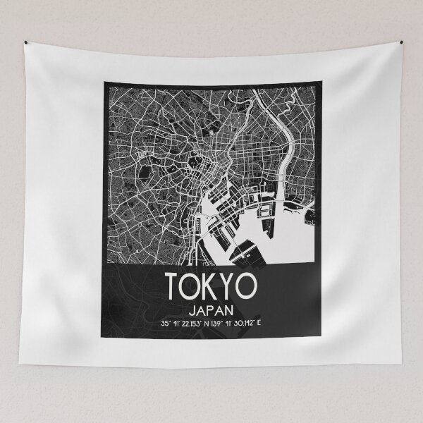Item preview, TOKYO JAPAN MAP MONOCHROME MODERN BLACK designed and sold by lukas69graphic.