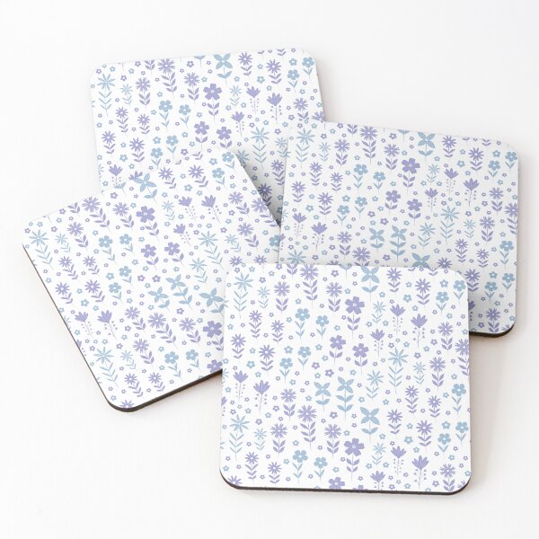 Item preview, Elegant lilac and blue flowers pattern on white background  designed and sold by Yasminepatterns .