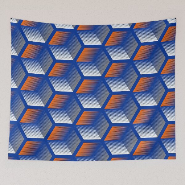 Item preview, Blue Orange 3D Hexagon Honeycomb Pattern designed and sold by risingrocket.
