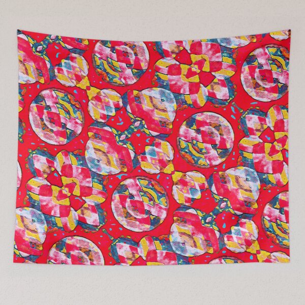 Item preview, Colorful  Saturated and Vivid Abstract Shapes  motif Background , Pattern in warm tones and shuare format designed and sold by Shifa19.