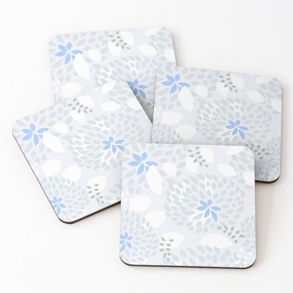 Item preview, Lovely pattern of flowers and leaves in tones of blues and grays designed and sold by pocketgraphic.