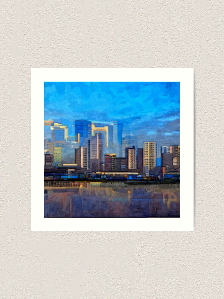 "Edmonton Skyline, Alberta Oil Painting by AI. Capital Cities Of