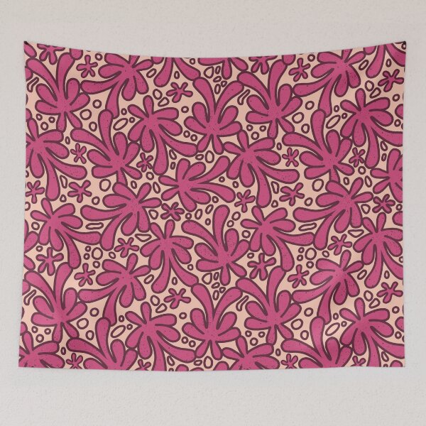 Item preview, Modern abstract Matisse inspired design in beautiful dusky pink and burgundy on a cream background designed and sold by FrancesPoff.