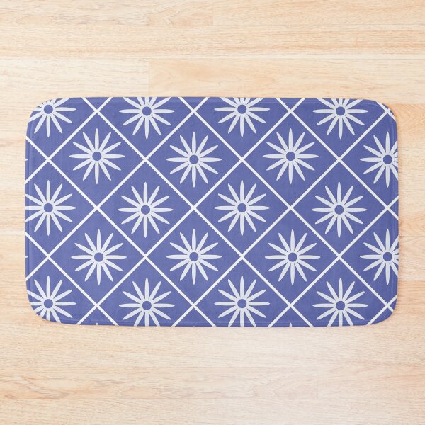 Item preview, White Daisy Flower pattern on argyle  very peri background  designed and sold by Yasminepatterns .
