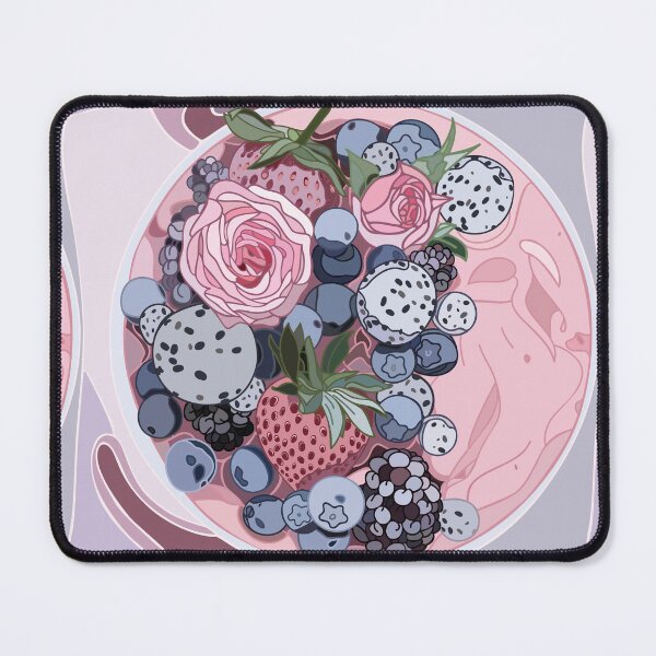 Item preview, Smoothie bowl, Açai bowl with blueberries, blackberries, strawberries, dragon fruit and pink roses designed and sold by FlamesandFrost.