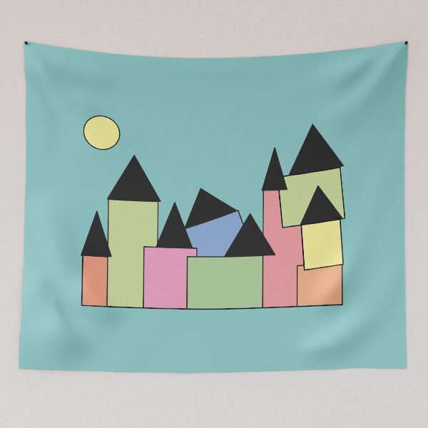 Item preview, pastel castle with sun designed and sold by Digitaal Atelier | Voluit.