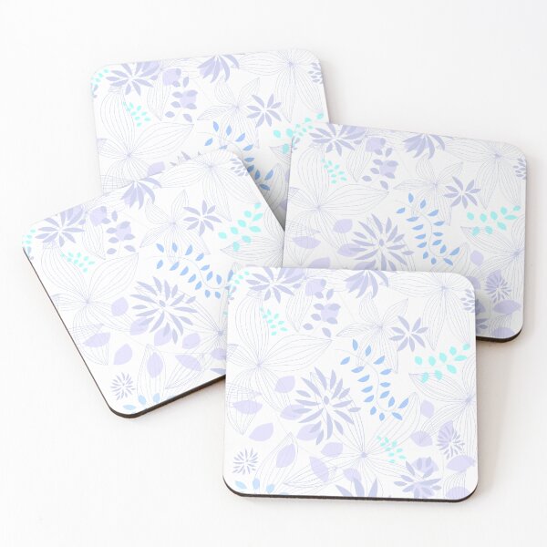 Item preview, Lovely pattern of flowers and leaves in tones of pinks, purples, blues and cyans designed and sold by pocketgraphic.