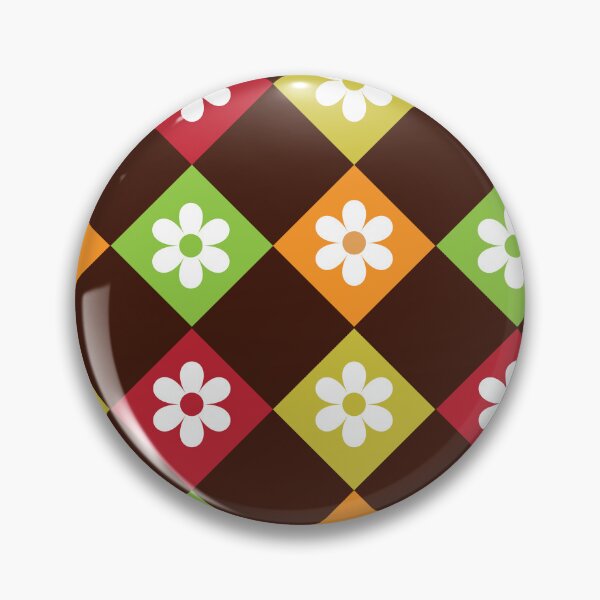Item preview, Retro 70s flowers on orange, red, yellow and green argyle pattern  designed and sold by Yasminepatterns .