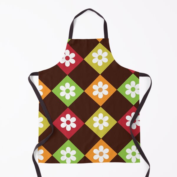 Item preview, Retro 70s flowers on orange, red, yellow and green argyle pattern  designed and sold by Yasminepatterns .