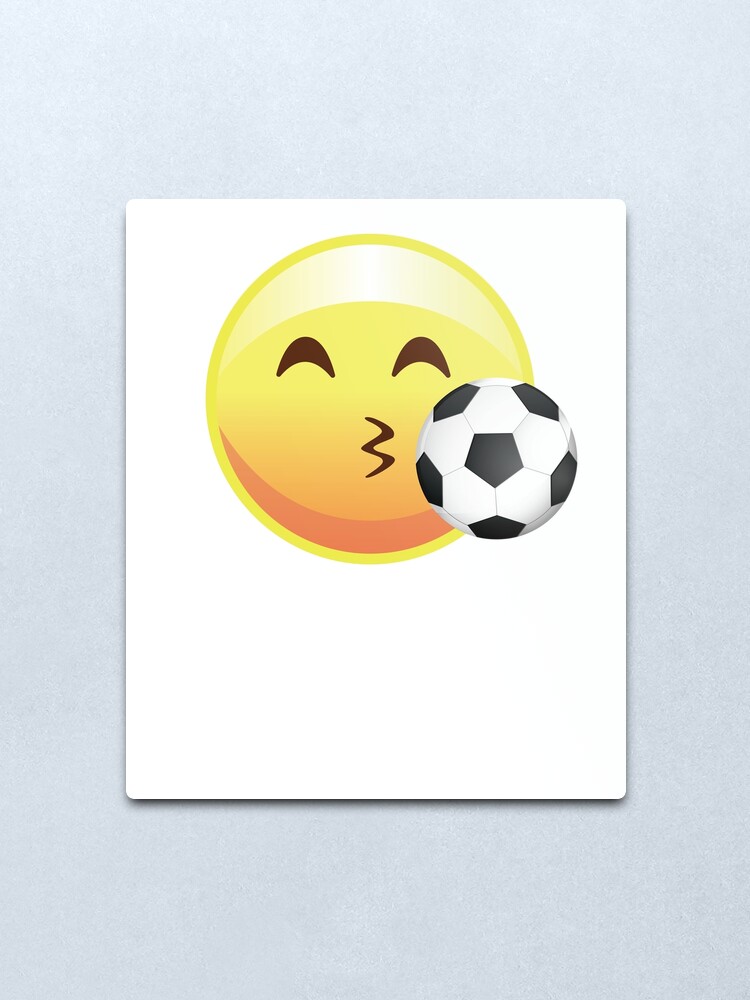 Kissy Face Soccer Emoji Emoticon Funny Sports Tee T Shirt Metal Print