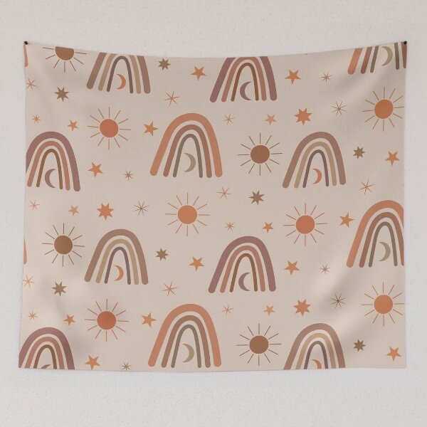Item preview,  Boho nude beige and brown neutral rainbow ,sun and moon  pattern with stars designed and sold by Yasminepatterns .