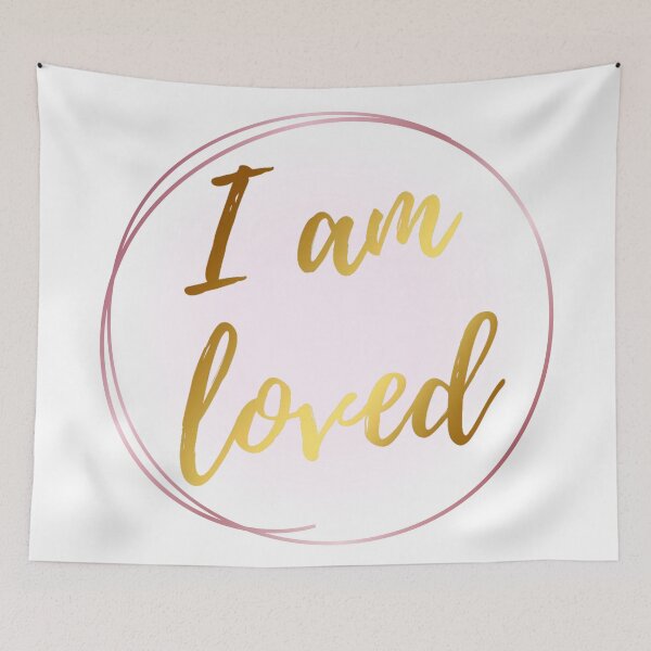 Item preview, I Am Loved Mantra Pink and Gold Silhouette Design designed and sold by TacoRose.