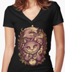 CHESHIRE CAT Women's Fitted V-Neck T-Shirt