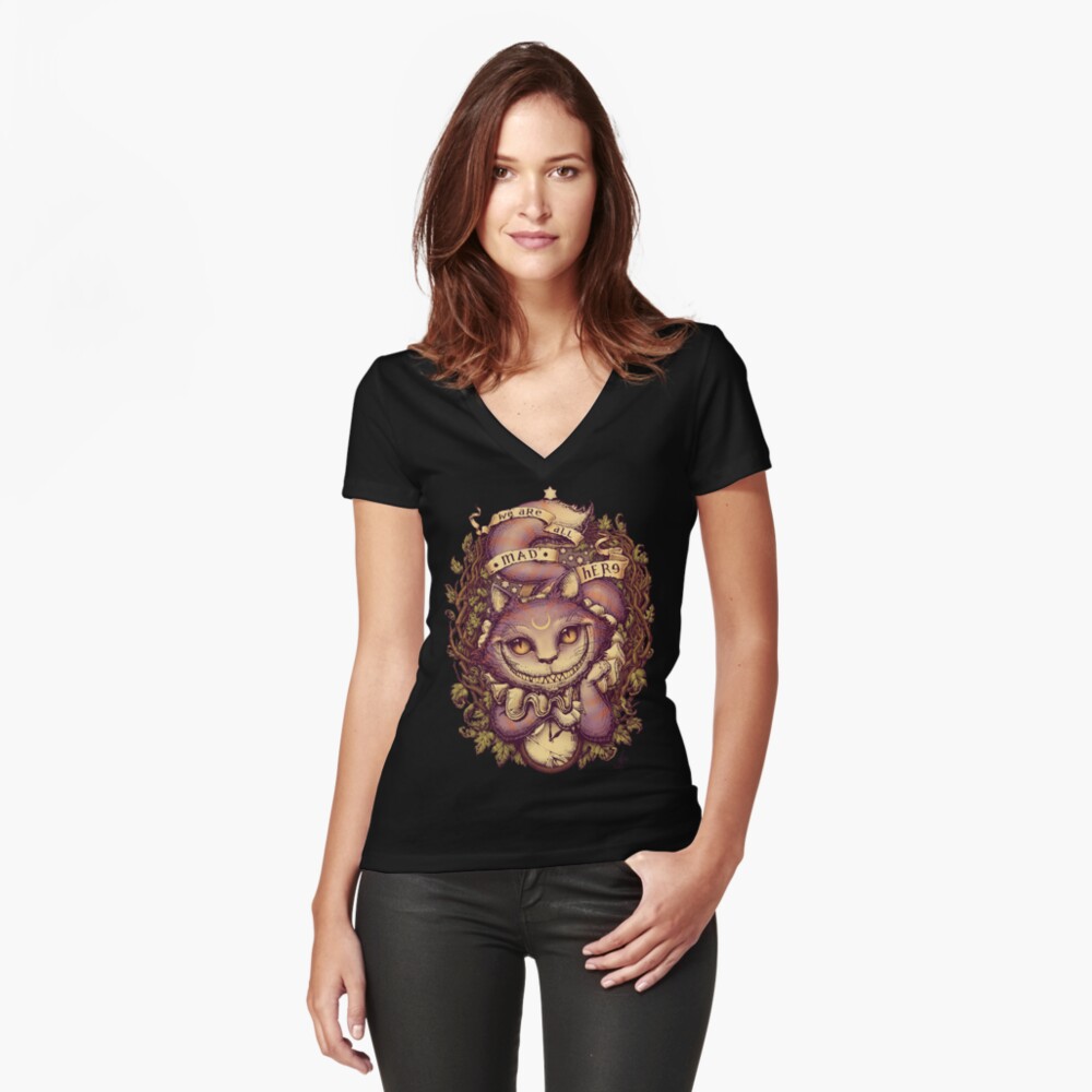 Item preview, Fitted V-Neck T-Shirt designed and sold by medusadollmaker.