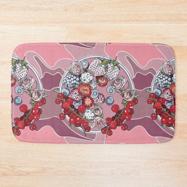 Item preview, Flat lay Smoothie bowl, Açai bowl with blueberries, blackberries, strawberries, raspberries, cherries, dragon fruit and pink roses designed and sold by FlamesandFrost.