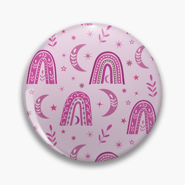 Item preview, Beautiful Pastel Pink boho rainbow and moon pattern with leaves and stars  designed and sold by Yasminepatterns .