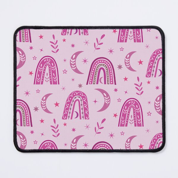 Item preview, Beautiful Pastel Pink boho rainbow and moon pattern with leaves and stars  designed and sold by Yasminepatterns .