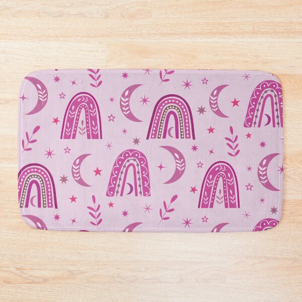 Item preview, Beautiful Pastel Pink boho rainbow and moon pattern with leaves and stars  designed and sold by Yasminepatterns .